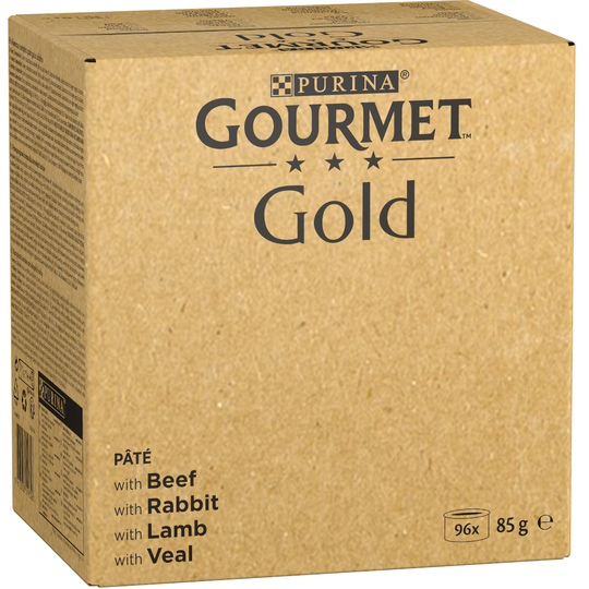 Jumbopack: Gourmet Gold 96 x 85 g - Fin paté: nötkött, kanin, lamm, kalvkött