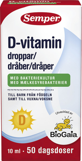 Semper Magdroppar 0mån+ och vuxna D-Vitamin 10ml 50doser