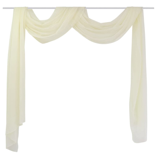 vidaXL Skir voile draperad gardin 140 x 600 cm Gräddvit