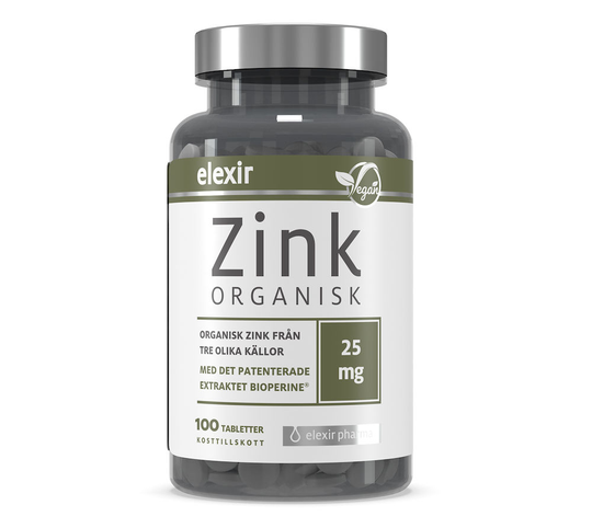 Elexir Organisk Zink 25 mg 100 tabletter