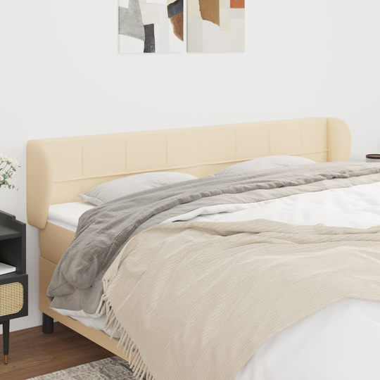 vidaXL Huvudgavel med kanter gräddvit 203x23x78/88 cm tyg