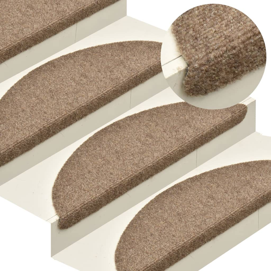 vidaXL Trappstegsmattor självhäftande 5 st gräddvit 65x21x4 cm brodyr