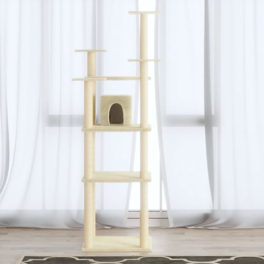vidaXL Klösträd med klöspelare i sisal gräddvit 171 cm