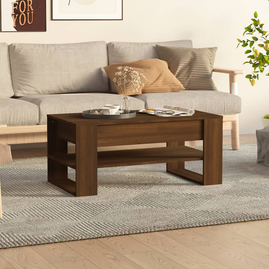 vidaXL Soffbord brun ek 102x55x45 cm konstruerat trä