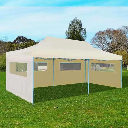 vidaXL Partytält hopfällbart 3 x 6 m gräddvit
