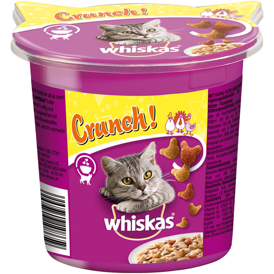 2 + 1 på köpet! 3 x Whiskas kattgodis - Crunch: Kyckling, kalkon & anka (3 x 500 g)