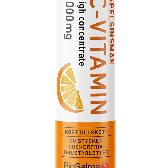 BioSalma C-vitamin 1000 mg Apelsin 20 brustabletter