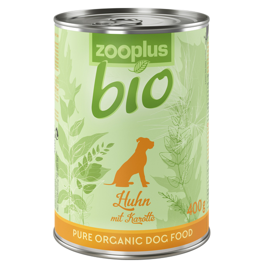 Ekonomipack: zooplus Bio 12 x 400 g - Eko-kyckling med eko-morötter (glutenfritt)