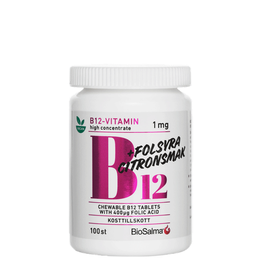 B12 Vitamin 1mg + Folsyra, 100 tabletter