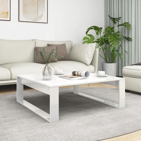 vidaXL Soffbord vit högglans 100x100x35 cm konstruerat trä