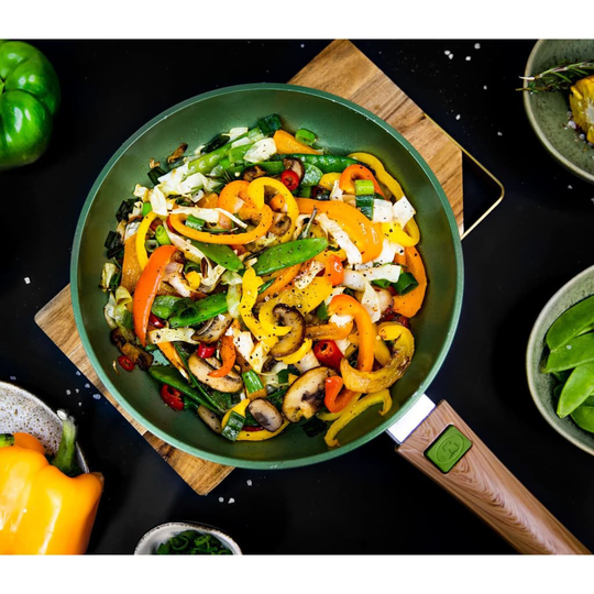 Just Vegan EKO Stekpanna med avtagbart handtag 20 cm aluminium grön