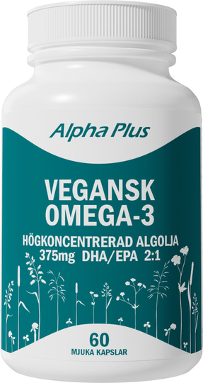 Alpha Plus Vegansk Omega 3 (Algolja) 60 mjuka kapslar