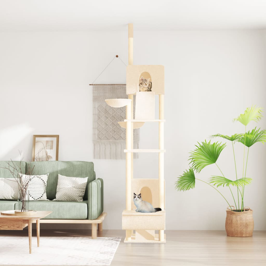 vidaXL Golv-till-tak klösträd gräddvit 277-303 cm