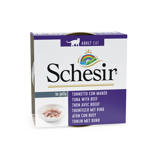 Ekonomipack: Schesir i gelé 24 x 85 g - Tonfisk & nötkött