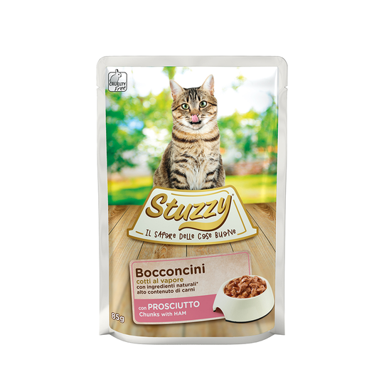 Ekonomipack: 24 x 100 g Stuzzy Cat i portionspåse - Skinka