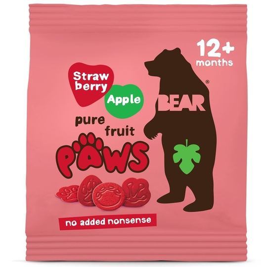 Bear Paws Torkade frukt- & gröntbitar med jordgubb och äpple 20 g