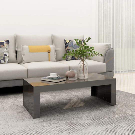 vidaXL Soffbord grå högglans 110x50x35 cm konstruerat trä