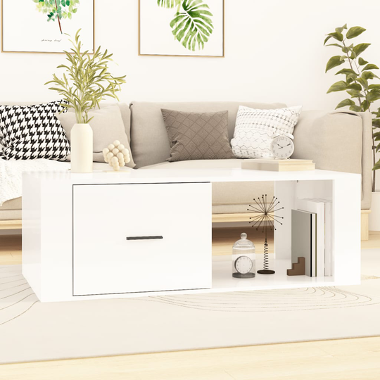 vidaXL Soffbord vit högglans 100x50,5x35 cm konstruerat trä