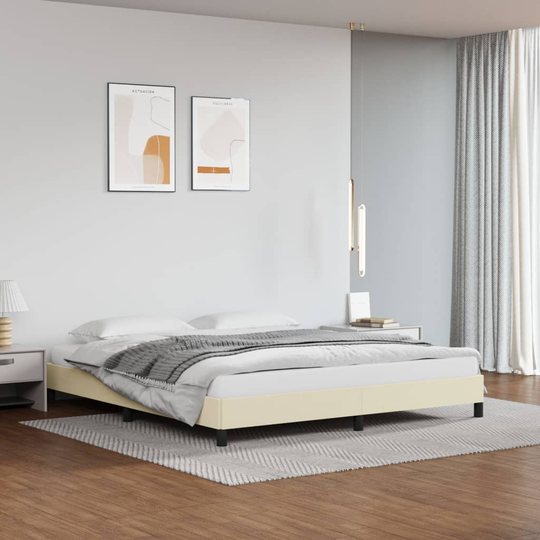 vidaXL Sängram gräddvit 180x200 cm konstläder