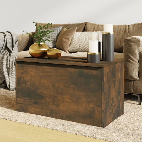 vidaXL Förvaringskista rökfärgad ek 84x42x46 cm konstruerat trä