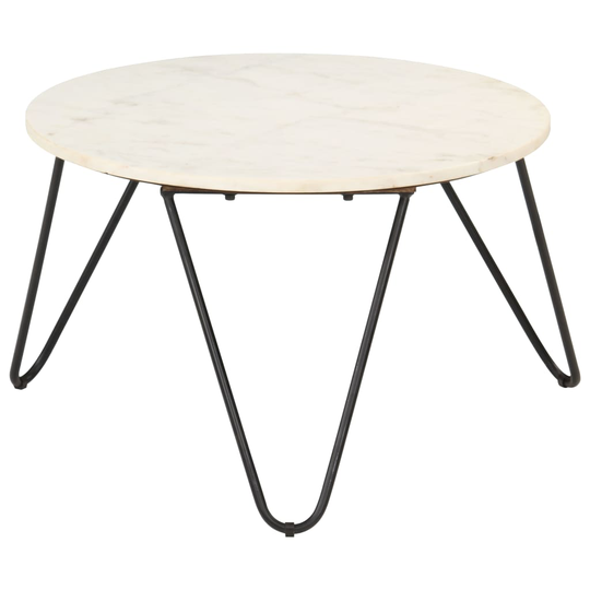 vidaXL Soffbord vit 65x65x42 cm äkta sten med marmorstruktur