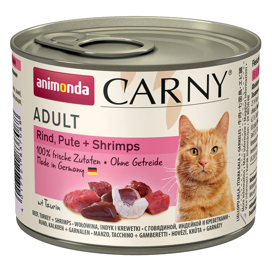 Animonda Carny Adult 12 x 200 g - Nötkött, kalkon & räkor