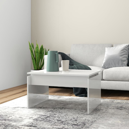 vidaXL Soffbord vit högglans 68x50x38 cm spånskiva