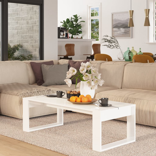 vidaXL Soffbord vit högglans 110x50x35 cm spånskiva