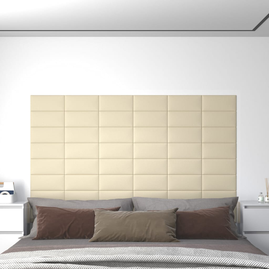 vidaXL Väggpaneler 12 st gräddvit 30x15 cm konstläder 0,54 m²