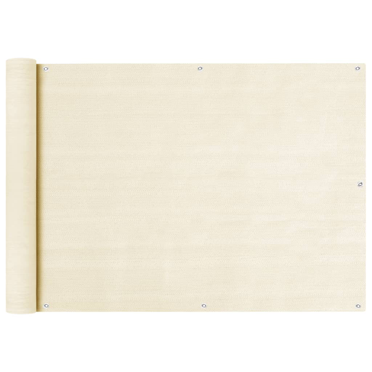 vidaXL Balkongskärm gräddvit 75x600 cm HDPE