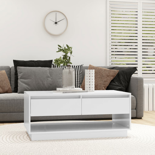 vidaXL Soffbord vit högglans 102,5x55x44 cm spånskiva