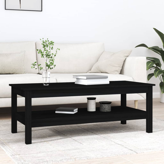 vidaXL Soffbord svart 110x50x40 cm massiv furu
