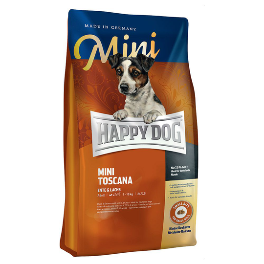 Ekonomipack: 2 x stora påsar Happy Dog Supreme till lågt pris! - Mini Toscana (2 x 4 kg)