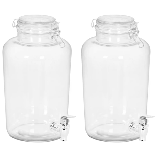 vidaXL Glasbehållare med tappkran 2 st 4000 ml glas