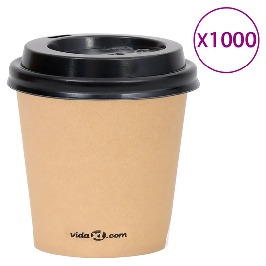 vidaXL Pappersmuggar med lock 120 ml 1000 st brun
