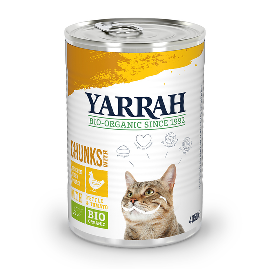 Ekonomipack: Yarrah Organic Chunks 24 x 405 g - Eko-kyckling + Eko-kyckling & eko-kalkon