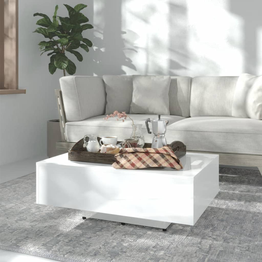 vidaXL Soffbord vit högglans 85x55x31 cm konstruerat trä