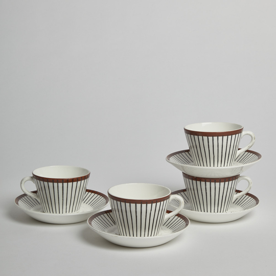 Gustavsberg - SÅLD Kaffekoppar med Fat "Spisa Ribb" 4 st