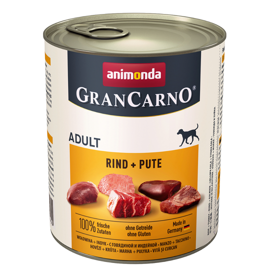 Ekonomipack: Animonda GranCarno Adult 12 x 800 g - Nötkött & kalkon