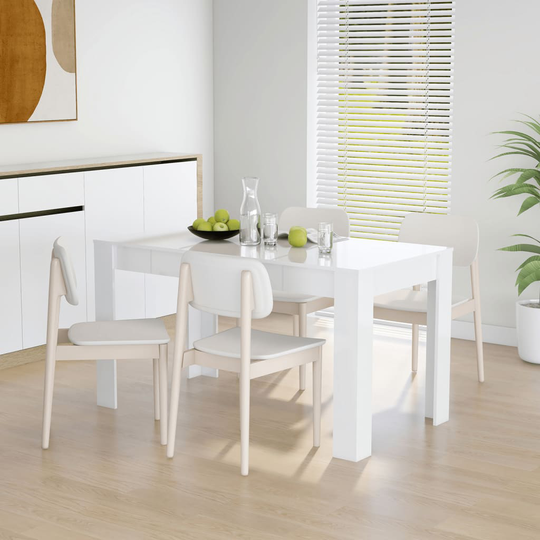 vidaXL Matbord vit högglans 140x74,5x76 cm spånskiva
