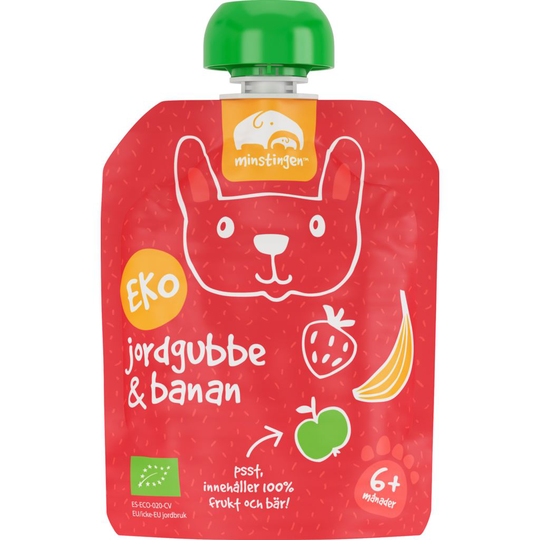 Minstingen Klämpåse banan/jordgubb 90 g