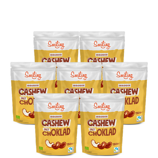 7 x Smiling Cashew Salt Choklad, 150 g