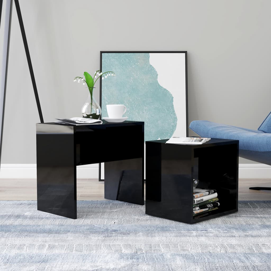 vidaXL Soffbord set svart högglans 48x30x45 cm spånskiva
