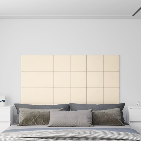 vidaXL Väggpaneler 12 st gräddvit 60x30 cm sammet 2,16 m²