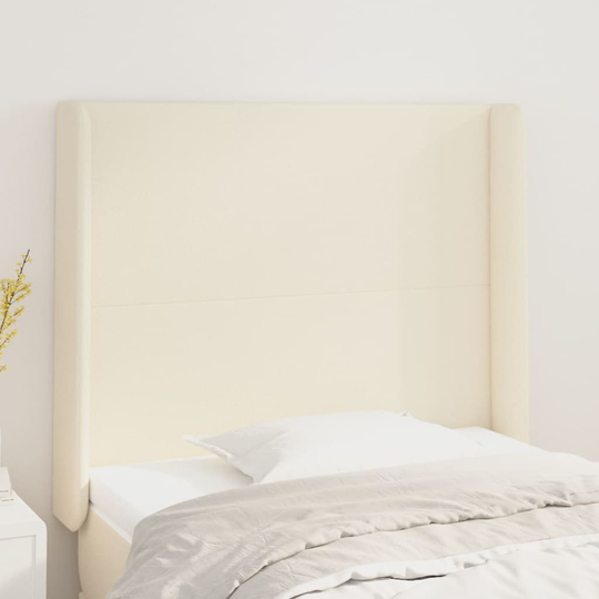 vidaXL Sänggavel med kanter gräddvit 103x16x118/128 cm konstläder
