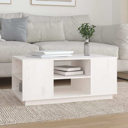 vidaXL Soffbord vit 90x49x40,5 cm massiv furu