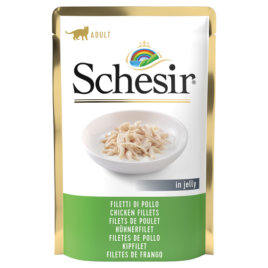 Ekonomipack: Schesir Jelly Pouch 24 x 85 g - Kycklingfilé