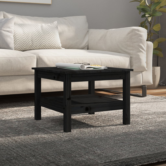 vidaXL Soffbord svart 55x55x40 cm massiv furu