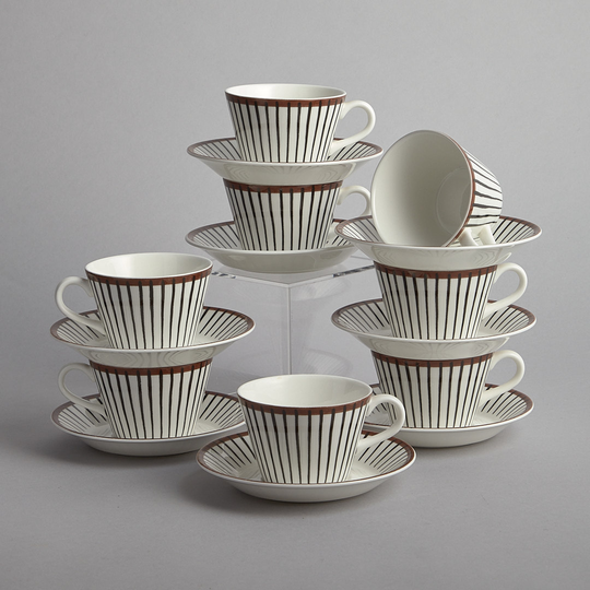 Gustavsberg - "Spisa Ribb" Kaffekoppar och Fat 8 st
