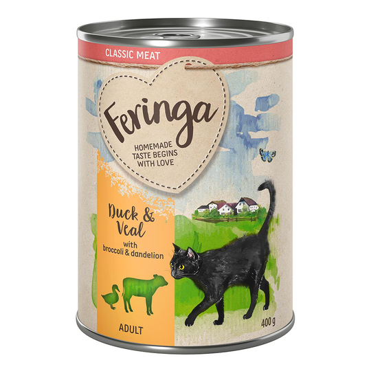 20 + 4 på köpet! 24 x 400 g Feringa Classic Meat Menu - Anka & kalv
